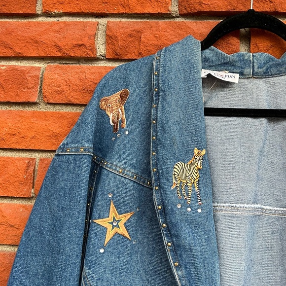 Denim safari patch blinged jacket - Picture 2 of 11